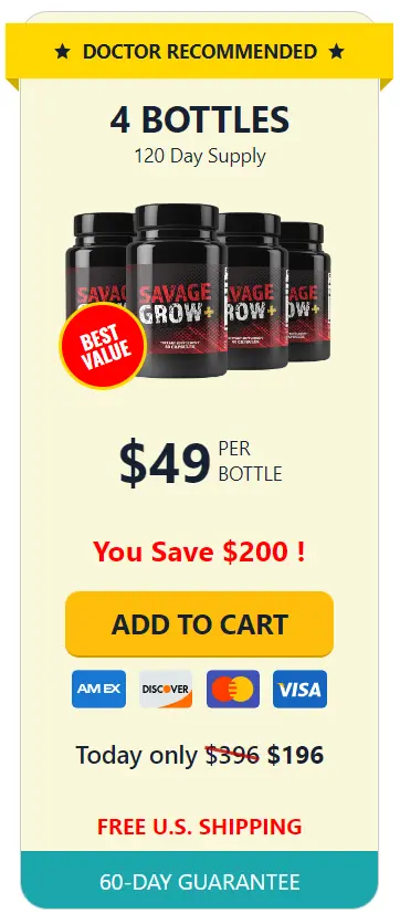 Savage Grow Plus - 4 Bottles